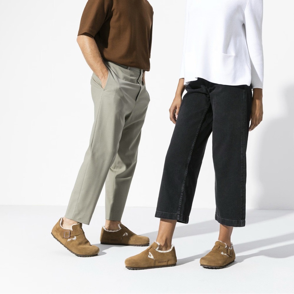 Birkenstock London Shearling In Dark Tea Suede View 3